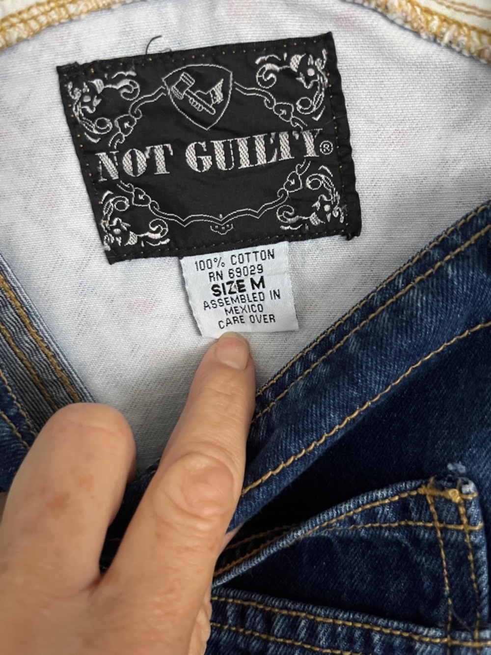 Dark Blue Denim Short Overalls with Floral Pocket Detail - Picture 2 of 4